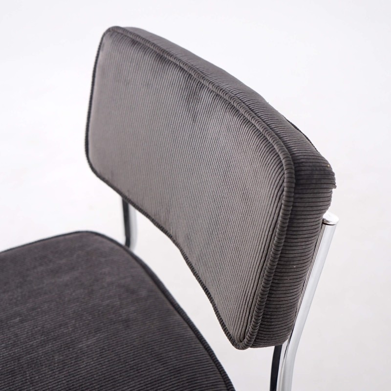 Chaise de salle à manger en velours gris - Rupert