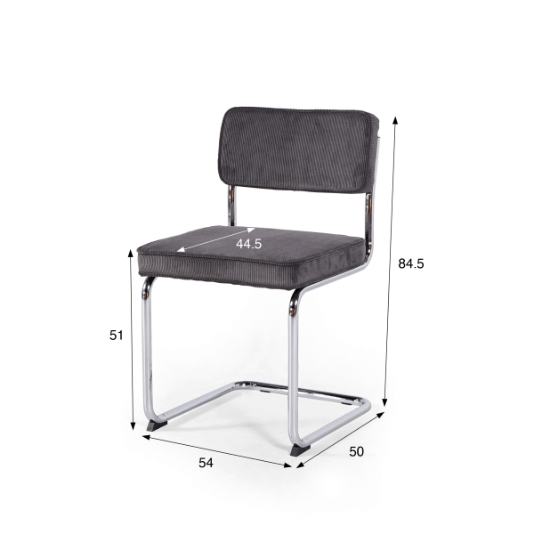 Chaise de salle à manger en velours gris - Rupert