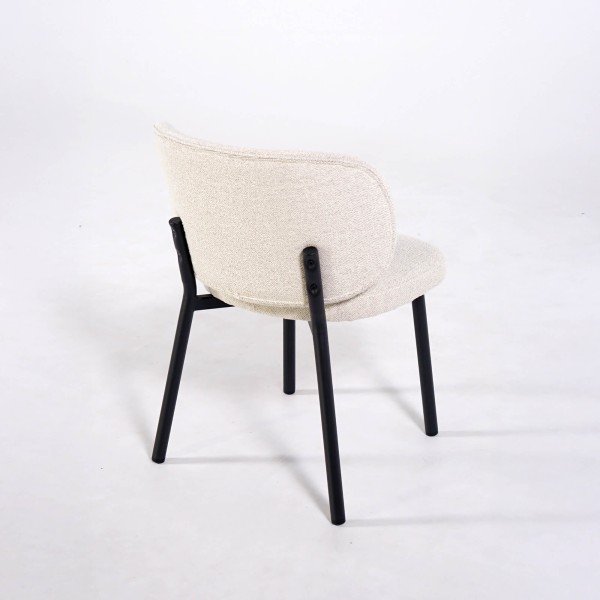 Chaise de salle à manger en tissu bouclé blanc - Swan