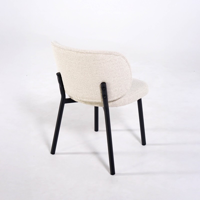 Chaise de salle à manger en tissu bouclé blanc - Swan