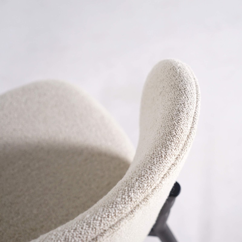 Chaise de salle à manger en tissu bouclé blanc - Swan