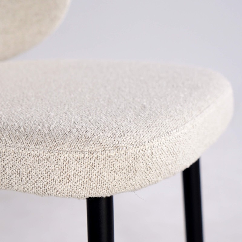 Chaise de salle à manger en tissu bouclé blanc - Swan