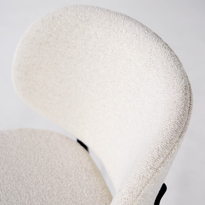 Chaise de salle à manger en tissu bouclé blanc - Swan