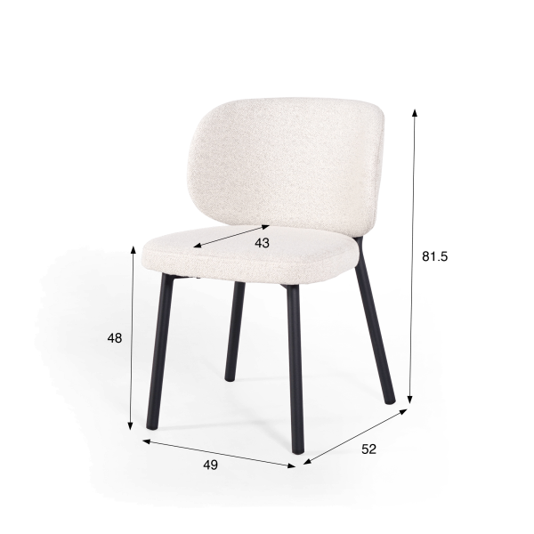 Chaise de salle à manger en tissu bouclé blanc - Swan