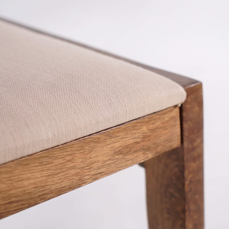Chaise en bois naturel et tissu beige - Elegance