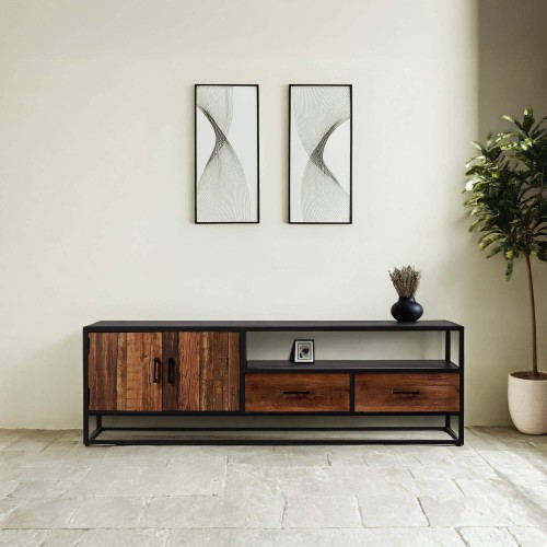 Meuble TV en bois recyclé 160 cm - Recycled