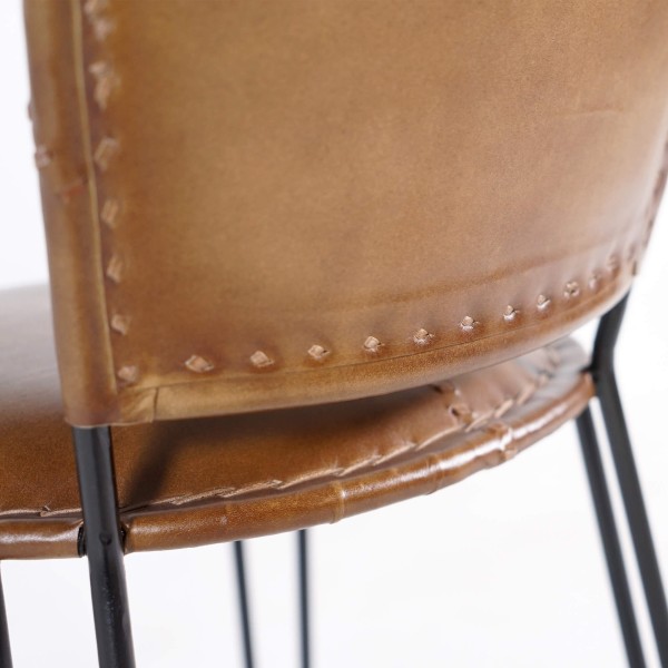 Chaise vintage métal et cuir marron - Smart