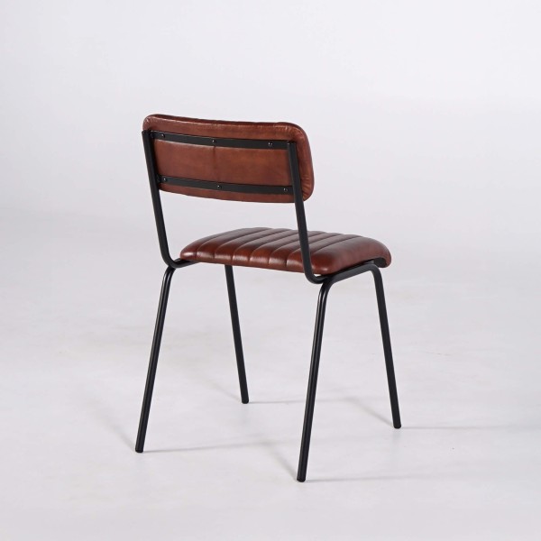 Chaise en métal et cuir naturel - Prati