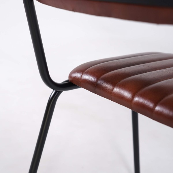 Chaise en métal et cuir naturel - Prati
