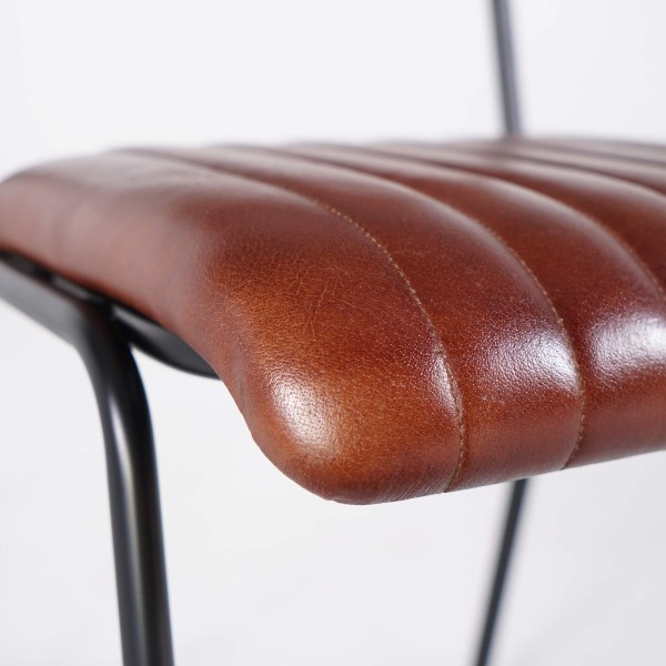 Chaise en métal et cuir naturel - Prati