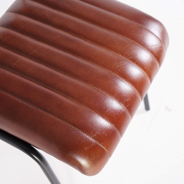 Chaise en métal et cuir naturel - Prati