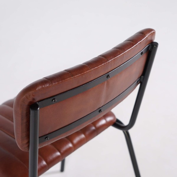 Chaise en métal et cuir naturel - Prati