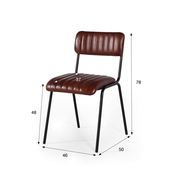 Chaise en métal et cuir naturel - Prati