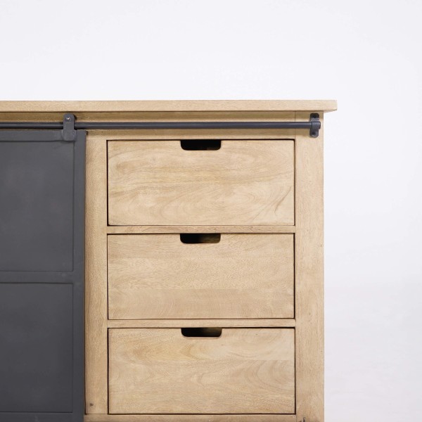 Buffet style industriel​ en bois massif et métal 200 cm - Detroit