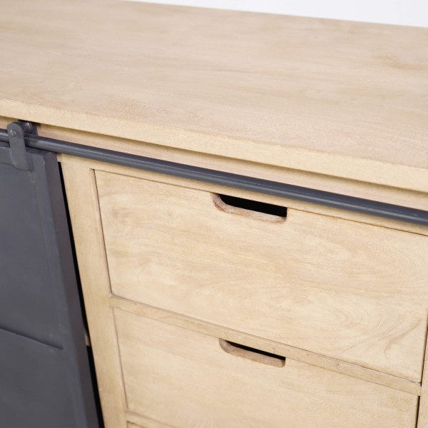 Buffet style industriel​ en bois massif et métal 200 cm - Detroit