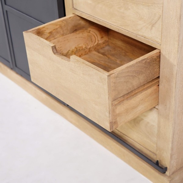 Buffet style industriel​ en bois massif et métal 200 cm - Detroit