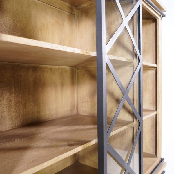 Vaisselier en bois massif de style industriel 180 cm - Detroit