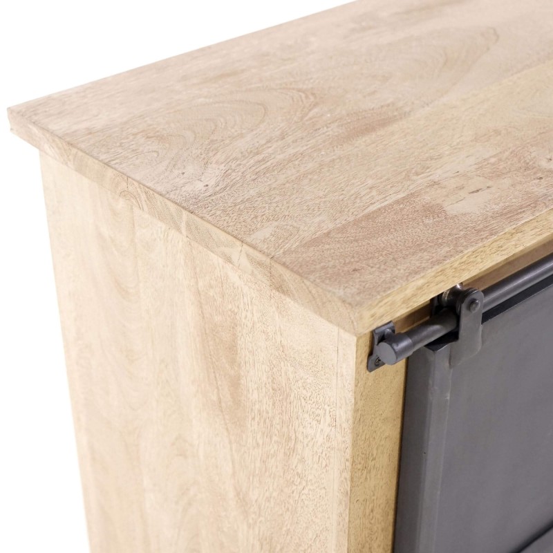 Buffet style industriel​ en bois massif et métal 100 cm - Detroit