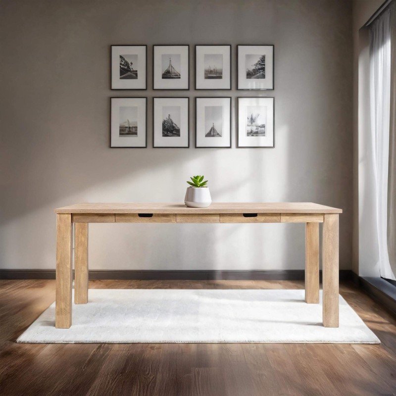 Table à manger en bois massif de style industriel - Detroit