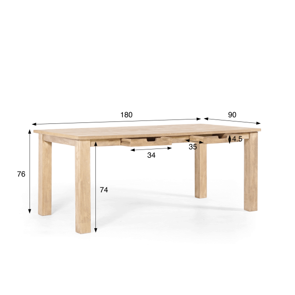 Table à manger en bois massif de style industriel - Detroit
