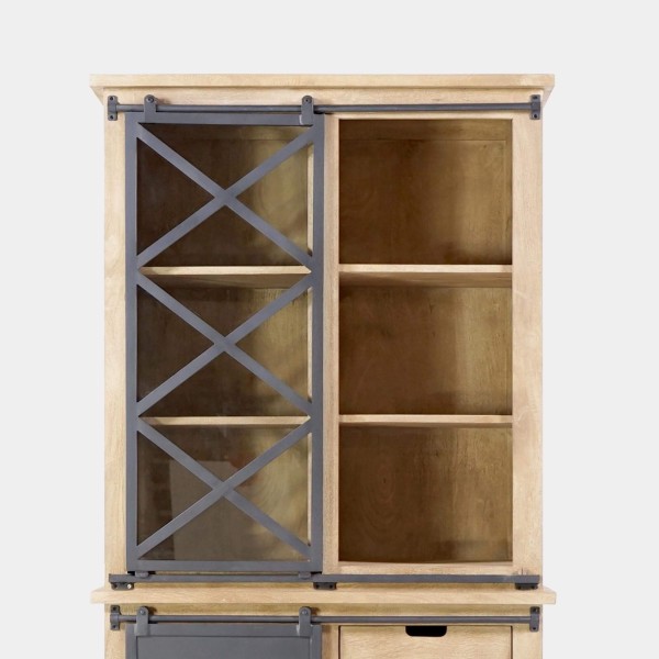 Vaisselier en bois massif de style industriel 100 cm - Detroit