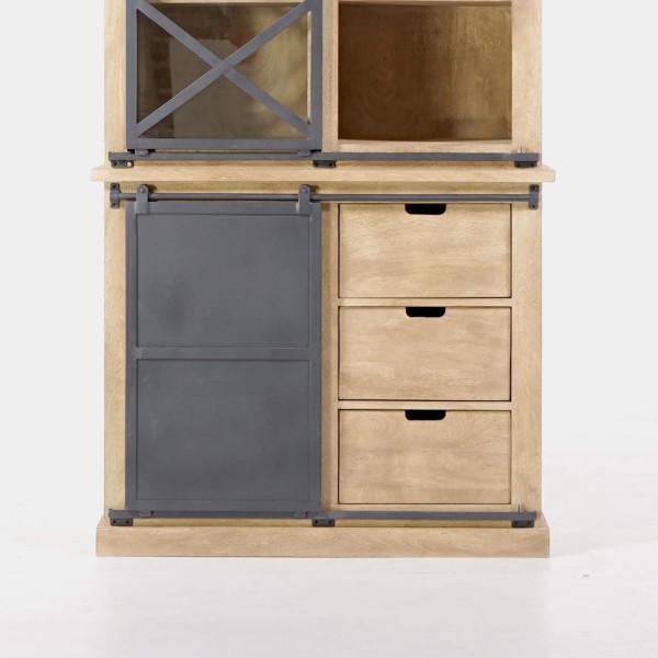 Vaisselier en bois massif de style industriel 100 cm - Detroit