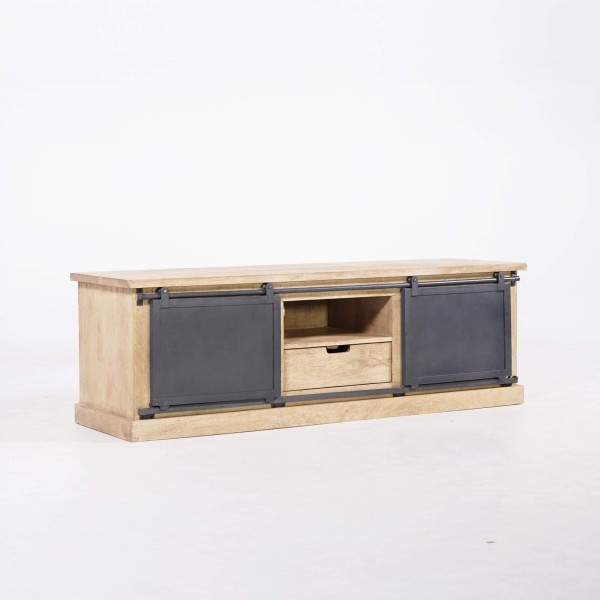 Meuble tv bois massif et metal style industriel​ 150 cm - Detroit