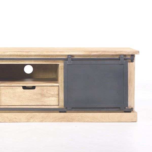 Meuble tv bois massif et metal style industriel​ 150 cm - Detroit