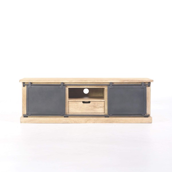 Meuble tv bois massif et metal style industriel​ 150 cm - Detroit
