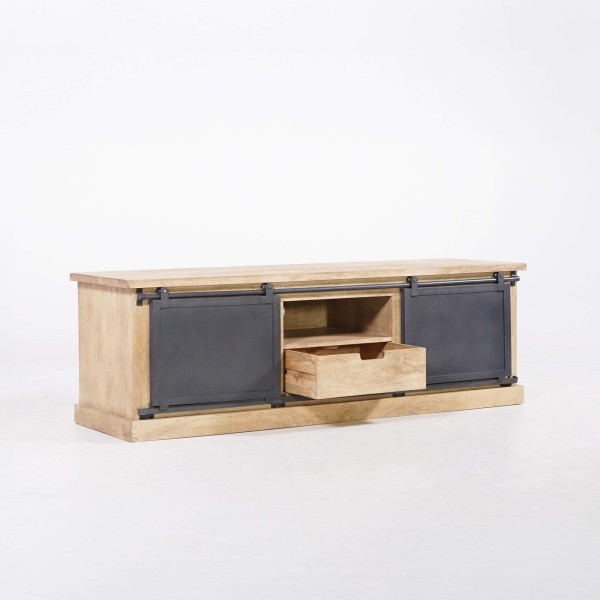 Meuble tv bois massif et metal style industriel​ 150 cm - Detroit