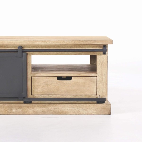 Meuble tv bois massif et metal style industriel​ 100 cm - Detroit