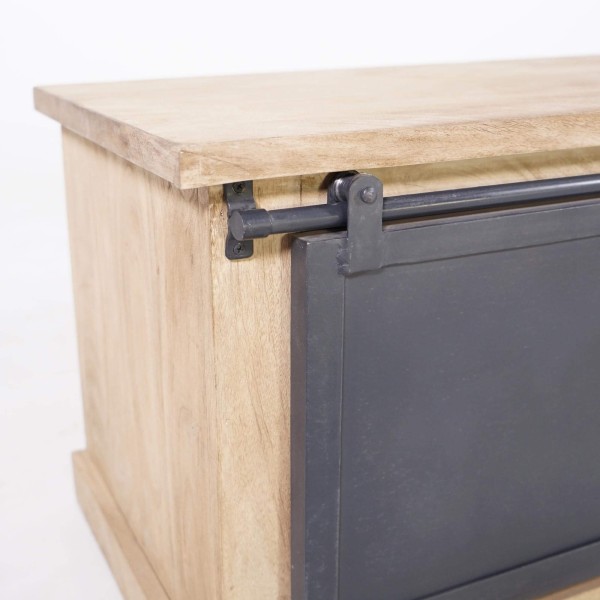 Meuble tv bois massif et metal style industriel​ 100 cm - Detroit