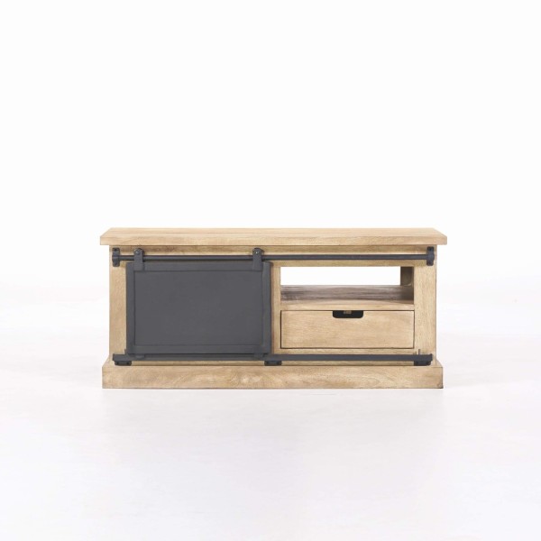 Meuble tv bois massif et metal style industriel​ 100 cm - Detroit