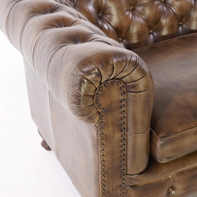 Fauteuil Chesterfield en cuir véritable - Edward