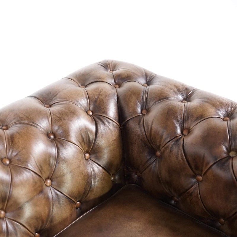 Fauteuil Chesterfield en cuir véritable - Edward