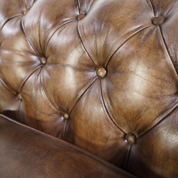 Fauteuil Chesterfield en cuir véritable - Edward