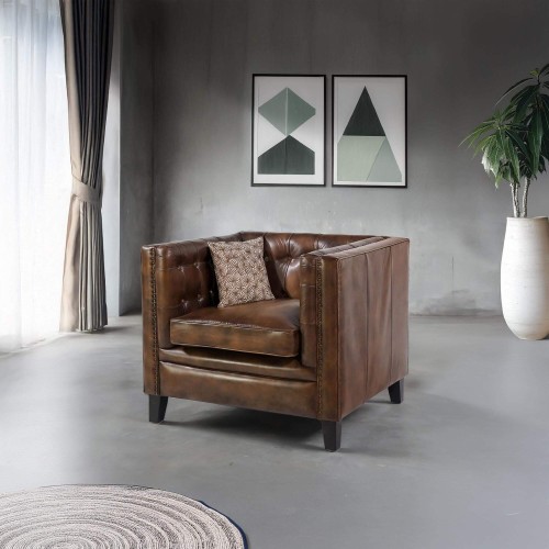 Fauteuil en cuir de buffle Chesterfield - Charles