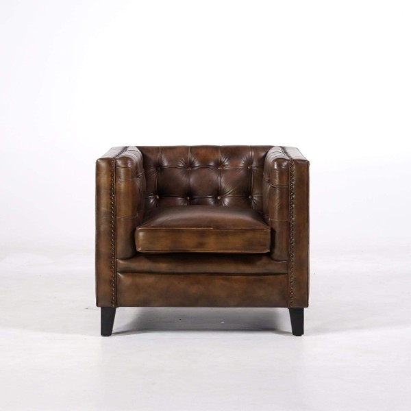 Fauteuil en cuir de buffle Chesterfield - Charles