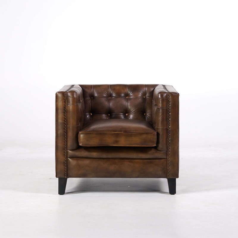 Fauteuil en cuir de buffle Chesterfield - Charles