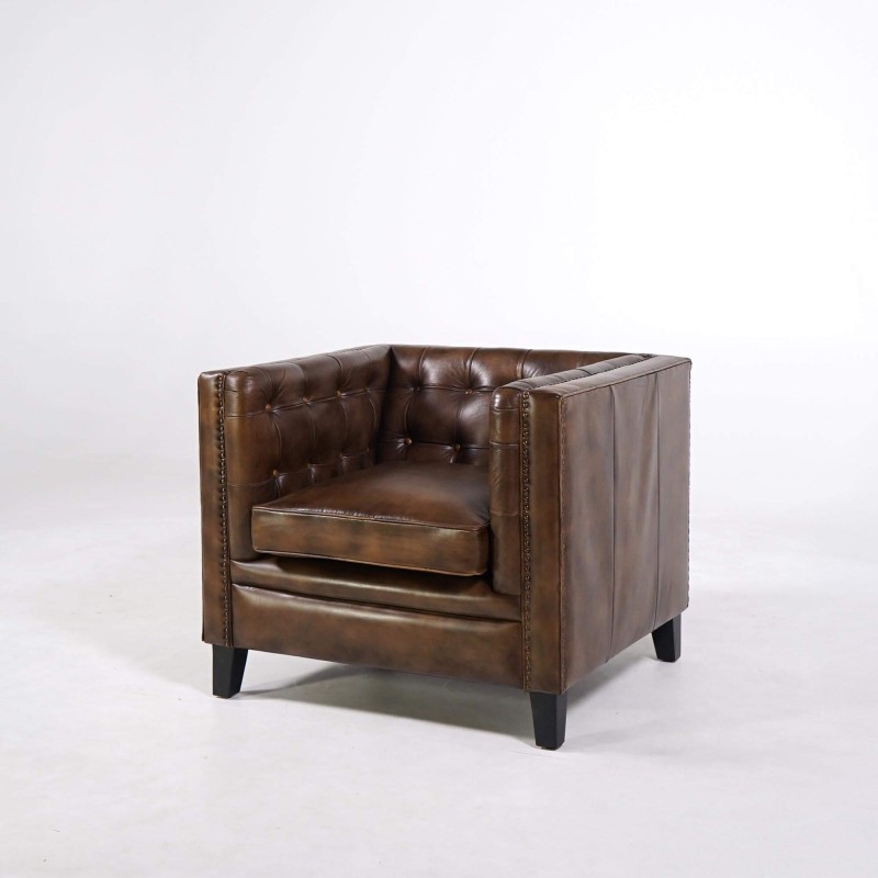 Fauteuil en cuir de buffle Chesterfield - Charles