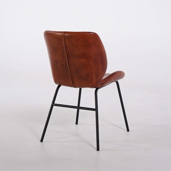 Chaise salle à manger en cuir véritable - Louis