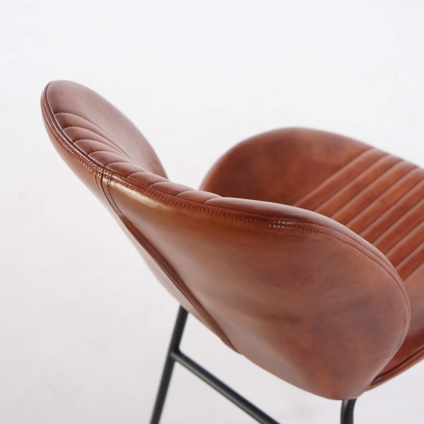 Chaise salle à manger en cuir véritable - Louis