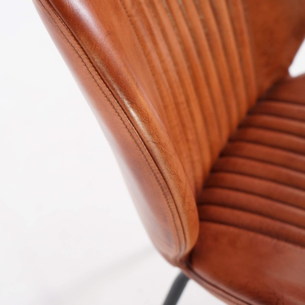 Chaise salle à manger en cuir véritable - Louis