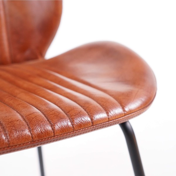 Chaise salle à manger en cuir véritable - Louis