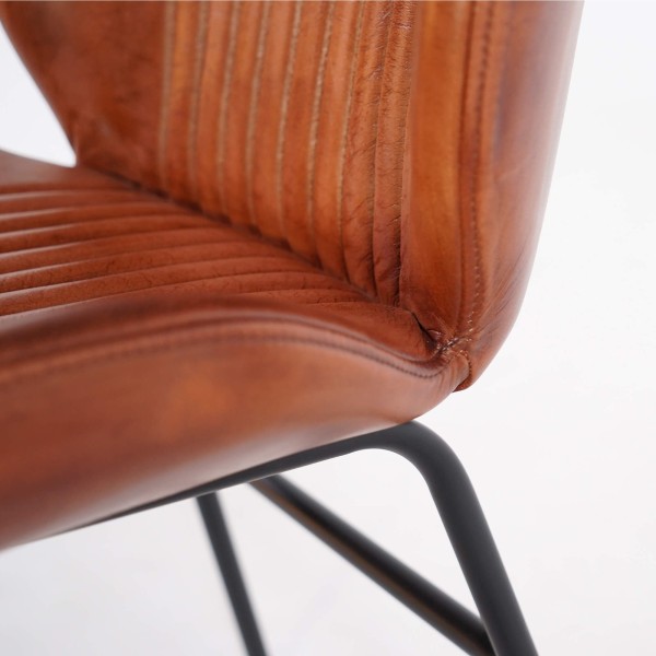 Chaise salle à manger en cuir véritable - Louis