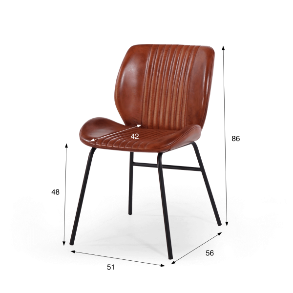 Chaise salle à manger en cuir véritable - Louis