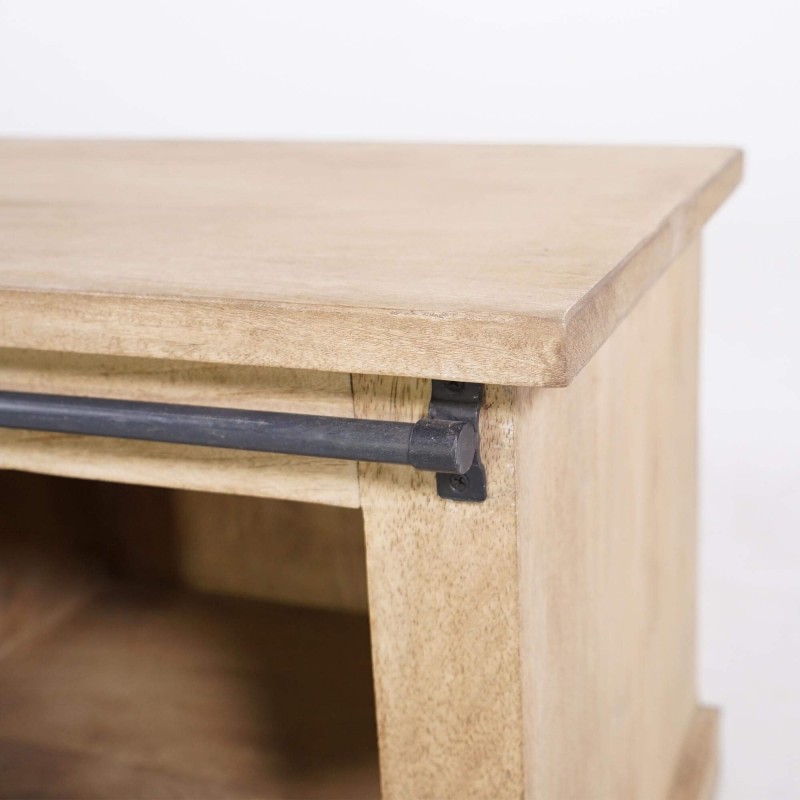 Table basse bois massif et métal de style industriel - Detroit