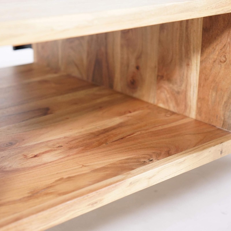 Table basse style industriel en bois massif d'acacia - Osaka