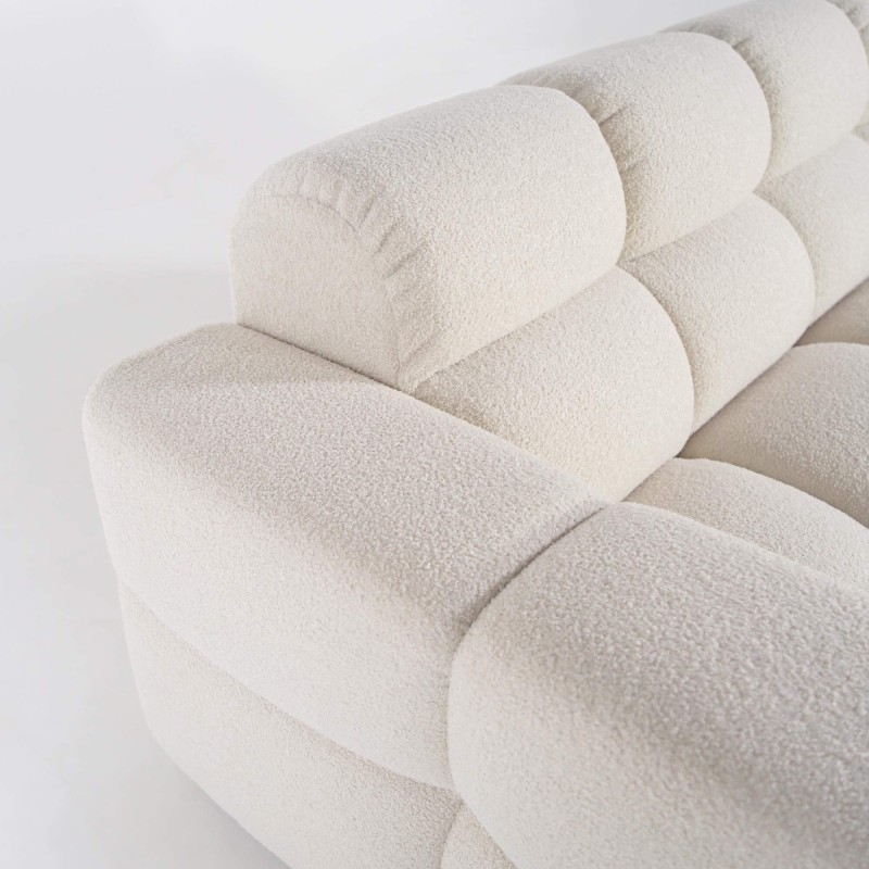 Canapé capitonné droit en tissu bouclé 2/3 places - Elda