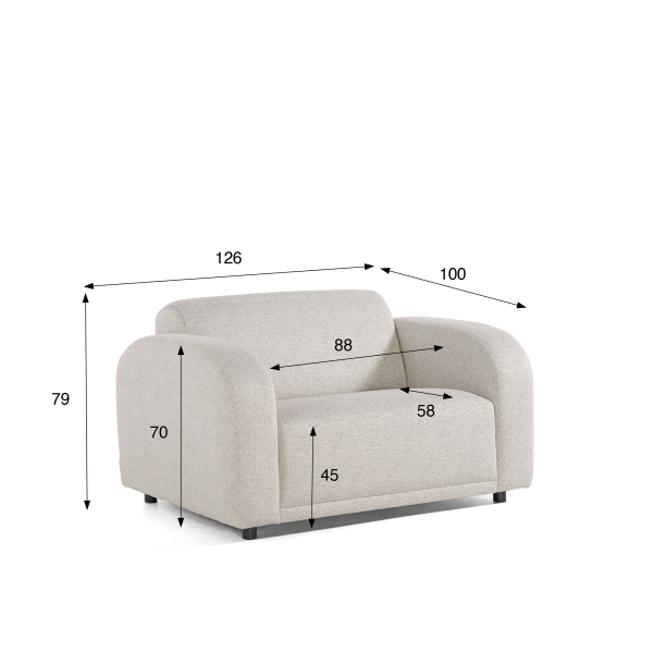 Fauteuil 1 place en tissu chenille - Syra